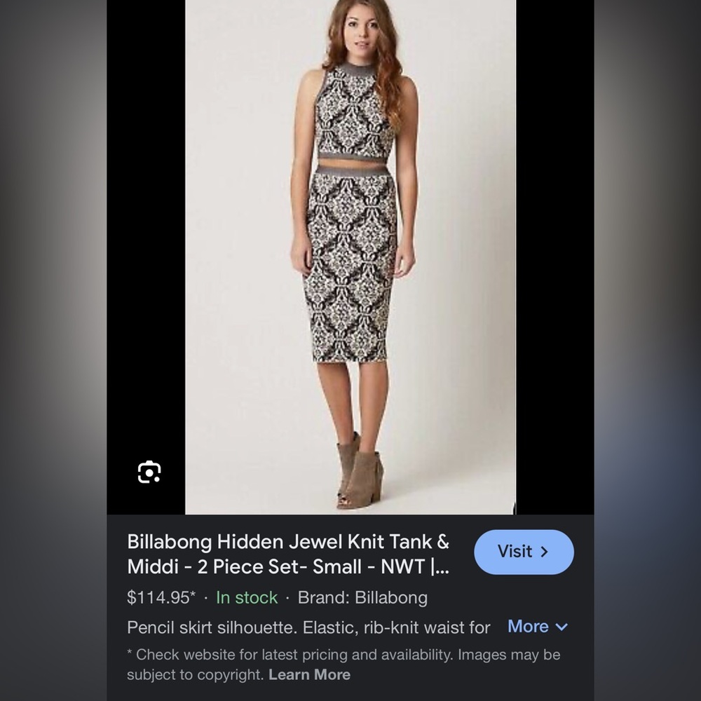 Two piece billabong hidden jewel dress. Size small.